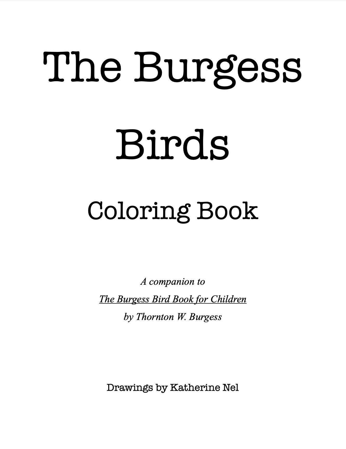 The Burgess Bird Coloring Pages Coloring Pages Ch 1 to 24 1 of 2