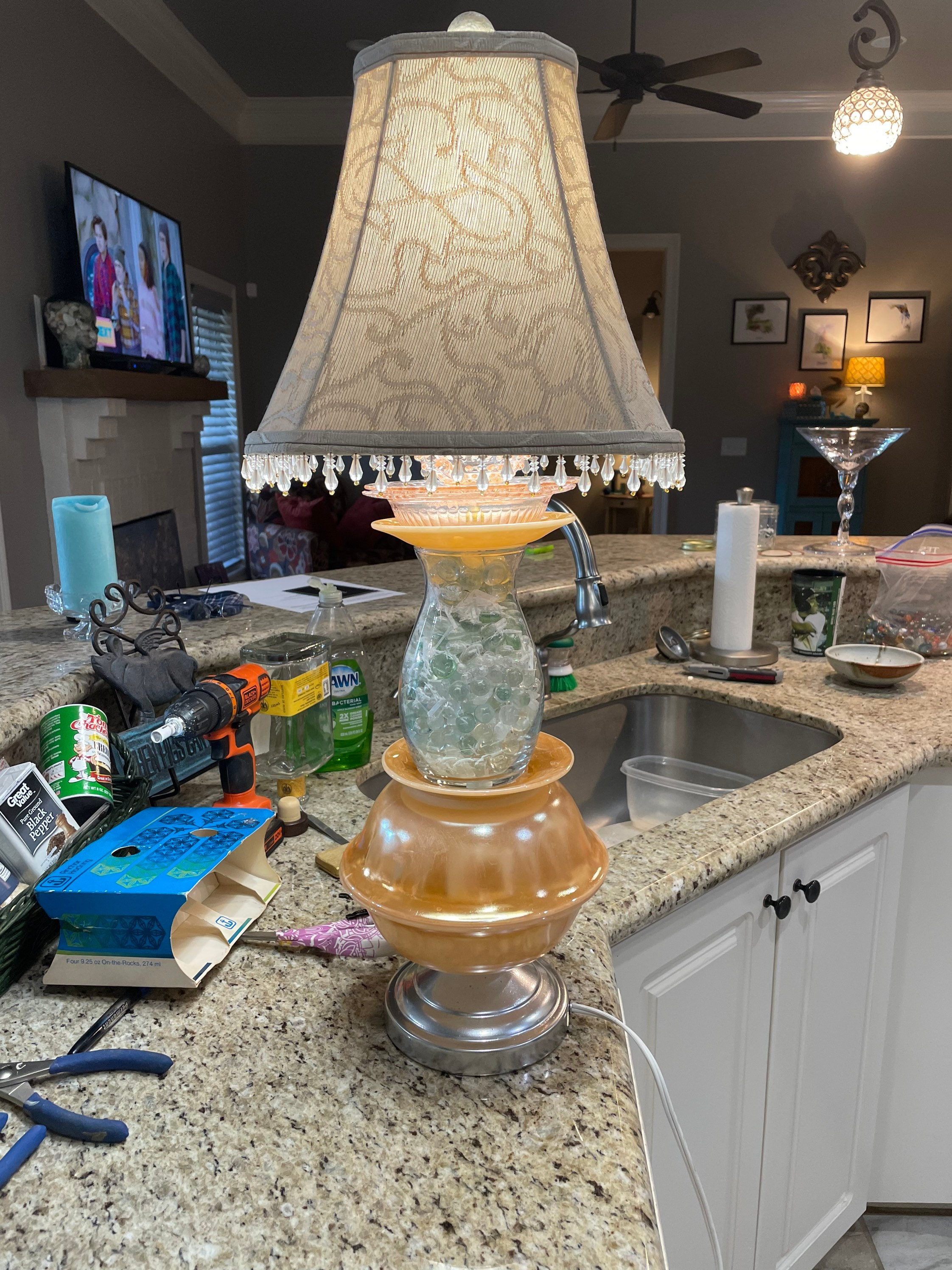 Depression glass lamp Etsy