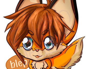 Fox Sticker Nox the Fox Chibi, envío rápido gratis a ee. UU., Pegatina linda de corte de forma alta de 3 ", pegatina suave y suave al tacto