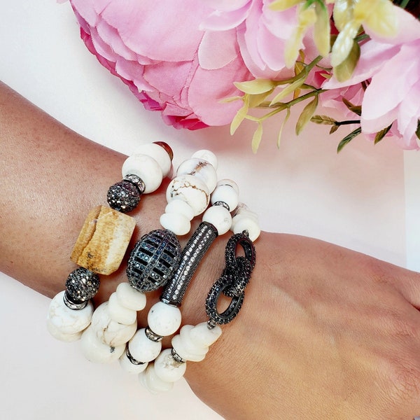 AFRICAN BEADS Chunky Fashion Bracelets | Four Piece Bracelet Set | Boho Chic