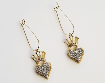 CROWN HEART Drop Earrings | Crystal Earrings