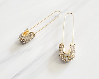 Diamond Safety Pin Earring | Drop Earrings