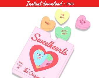 Valentines Candy Conversation Hearts PNG Bundle