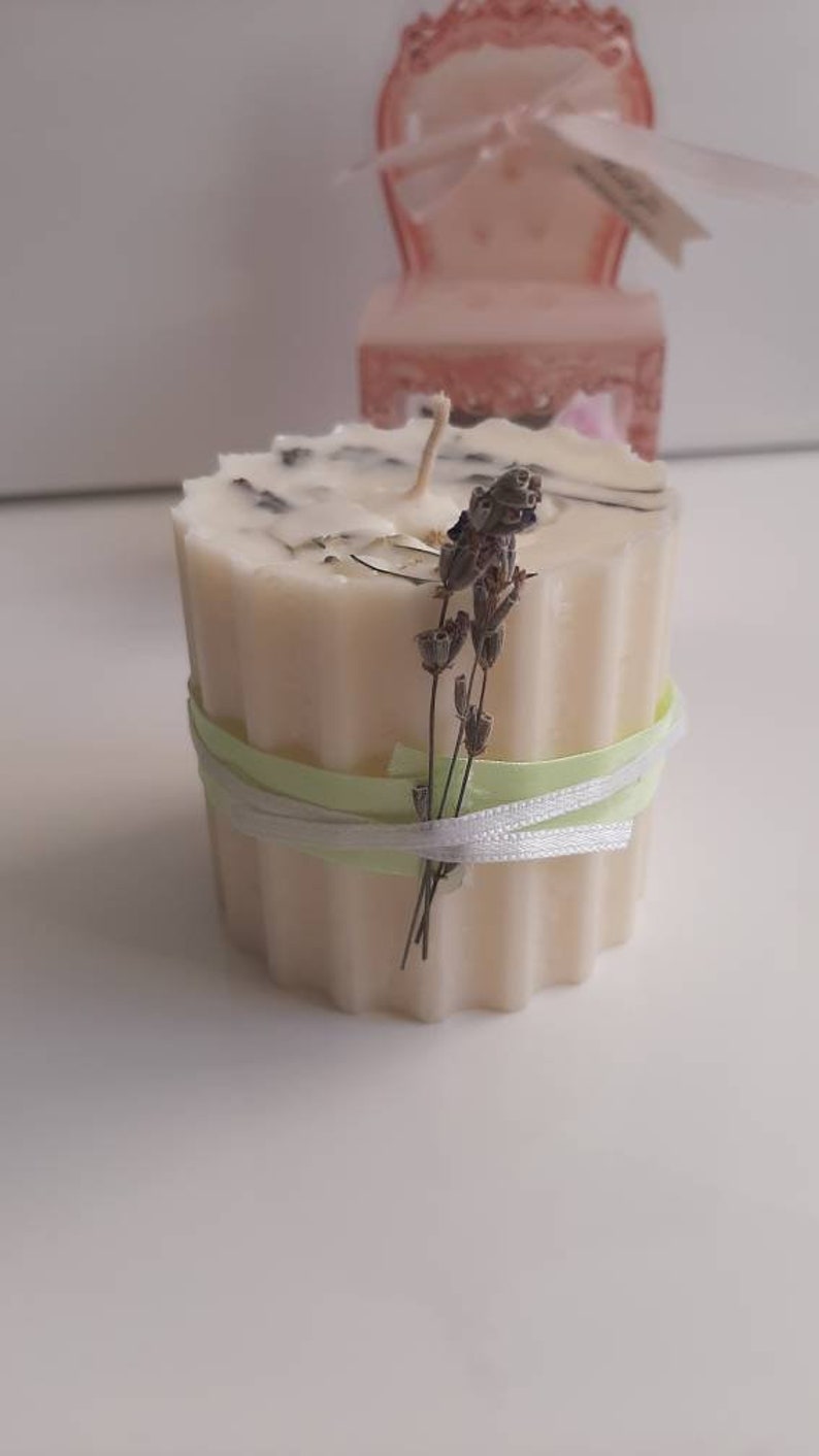 Lavender soy candle White soy pillar candle Wedding candles