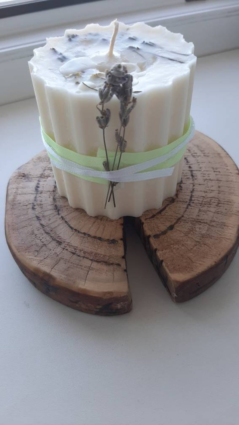 Lavender soy candle White soy pillar candle Wedding candles