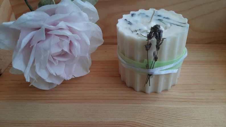 Lavender soy candle White soy pillar candle Wedding candles