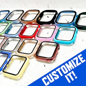 Apple Watch Tempered Glass Case Bumper | Add Custom Glitter | Series 10, 9, 8, 7, 6, 5, 4, 3, 2, 1, ULTRA 1/2, SE | Apple Watch Band iWatch