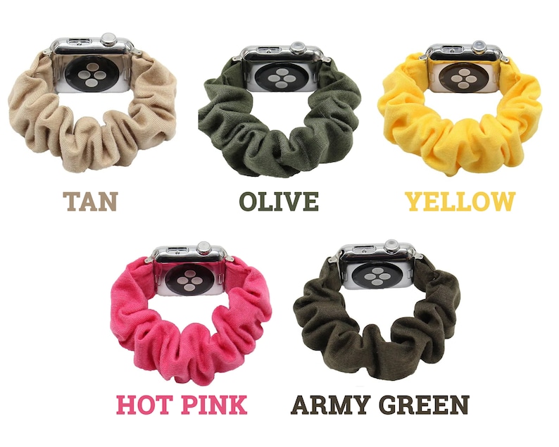 Pu&ograve; includere: Sei cinturini per Apple Watch in diversi colori: beige, oliva, giallo, rosa acceso, verde militare. I cinturini sono realizzati in tessuto elastico e sono progettati per adattarsi al polso.