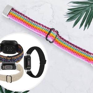  Paquete de 4 bandas elásticas compatibles con Fitbit Versa/Fitbit  Versa Lite/Fitbit Versa 2 bandas para mujeres y hombres, correas de  repuesto ajustables de nailon elástico suave transpirable para pulsera Versa  Smartwatch 