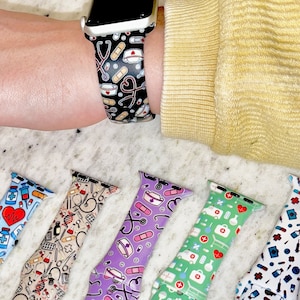 Nurse Apple Watch Band - Silicone | iWatch Band | Gift For Nurse | Nursing Student Graduation | 38MM, 40MM, 41MM, 42MM, 44MM, 45MM, 49MM