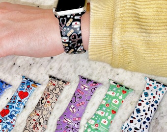 Nurse Pattern Silicone Apple Watch Band – Medical Gift