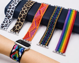 Elastic Nylon Apple Watch Band | Series 11, 10, 9, 8, 7, 6, 5, 4, 3, 2, ULTRA, 38MM, 40MM, 41MM, 42MM, 44MM, 45MM, 46MM 49MM | iWatch Band