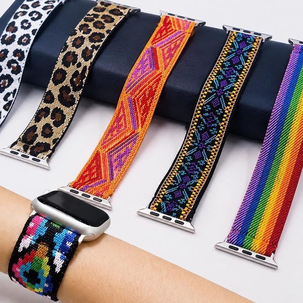Elastic Nylon Apple Watch Band | Series 11, 10, 9, 8, 7, 6, 5, 4, 3, 2, ULTRA, 38MM, 40MM, 41MM, 42MM, 44MM, 45MM, 46MM 49MM | iWatch Band