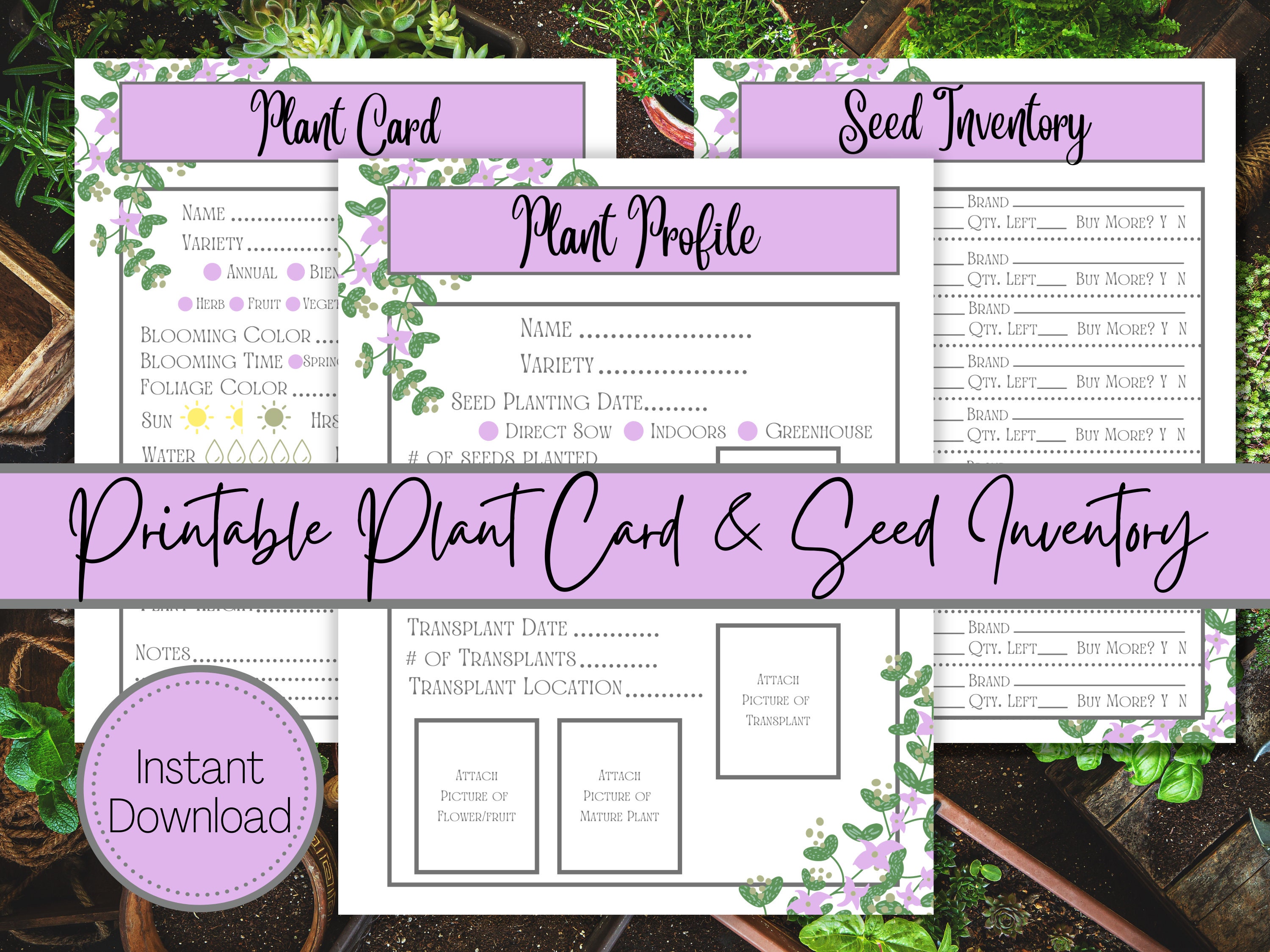 Printable Plant Card, Printable Plant Profile, Seed Inventory Printable ...