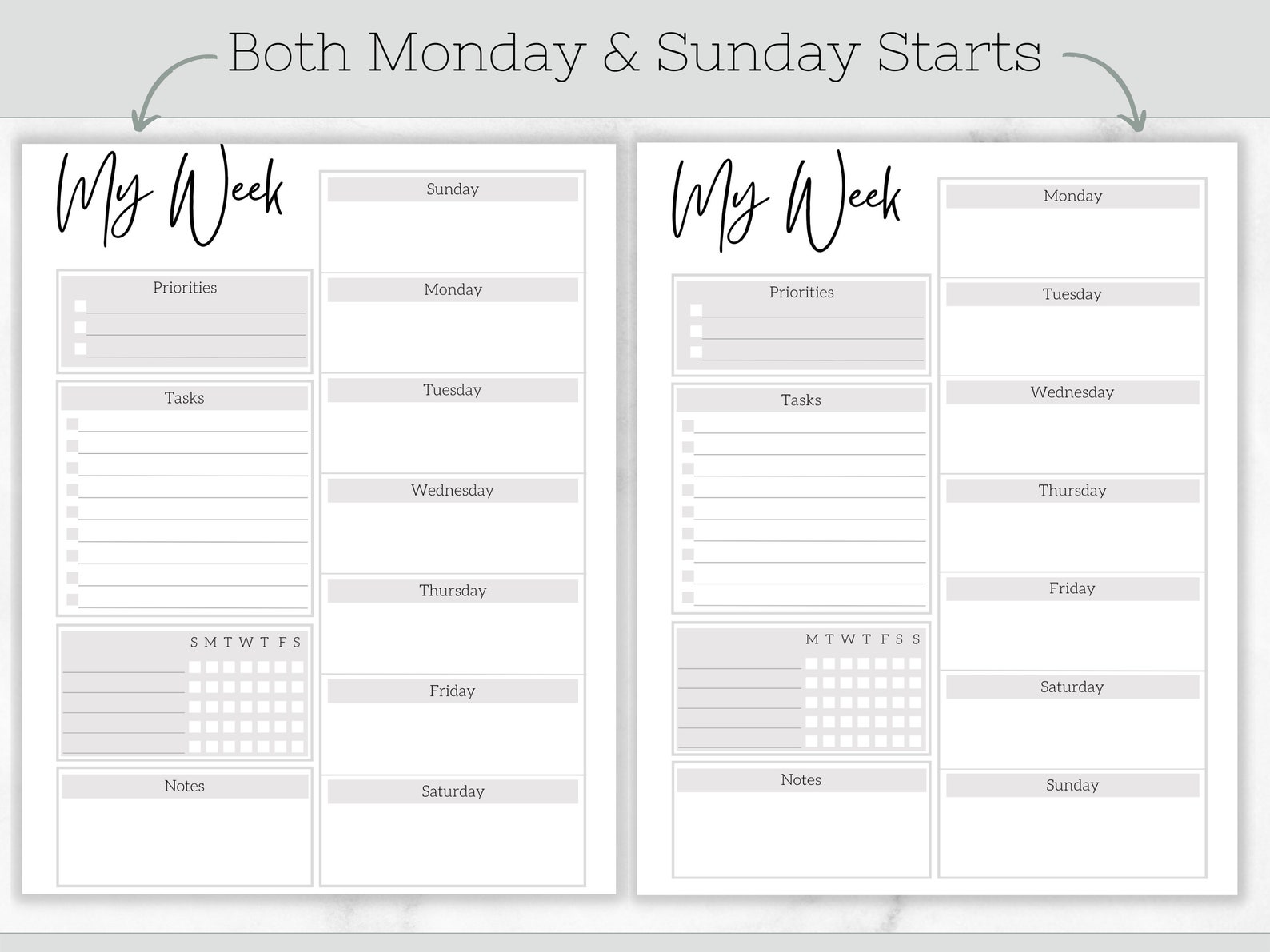 Weekly Planner Printable Weekly Organizer Productivity Etsy