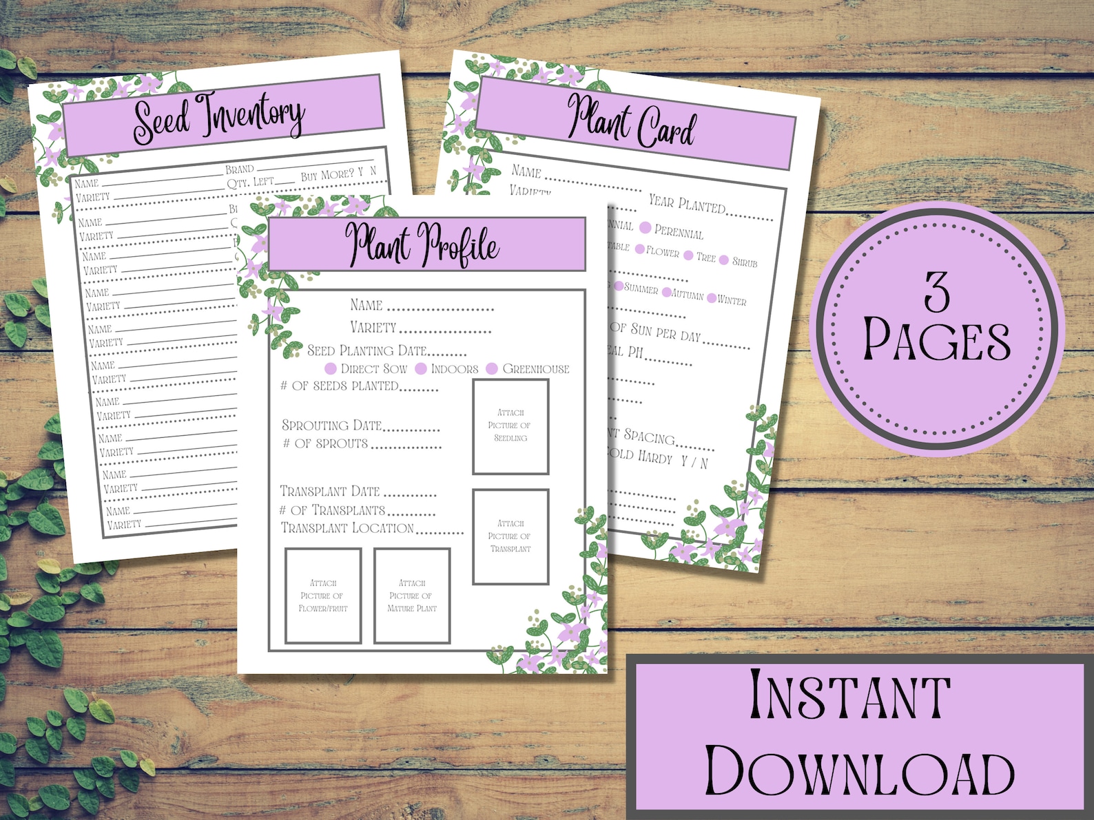 Printable Plant Card, Printable Plant Profile, Seed Inventory Printable ...
