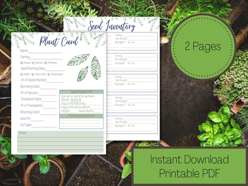 Printable Plant Card Printable Plant Profile Seed Inventory - Etsy