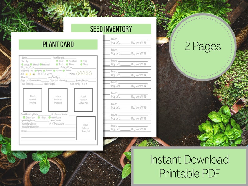 Printable Plant Card Printable Plant Profile Seed Inventory - Etsy
