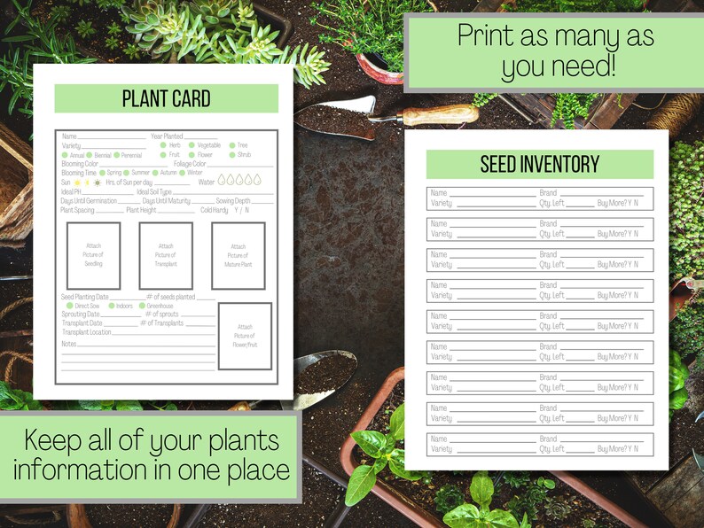Printable Plant Card, Printable Plant Profile, Seed Inventory Printable ...