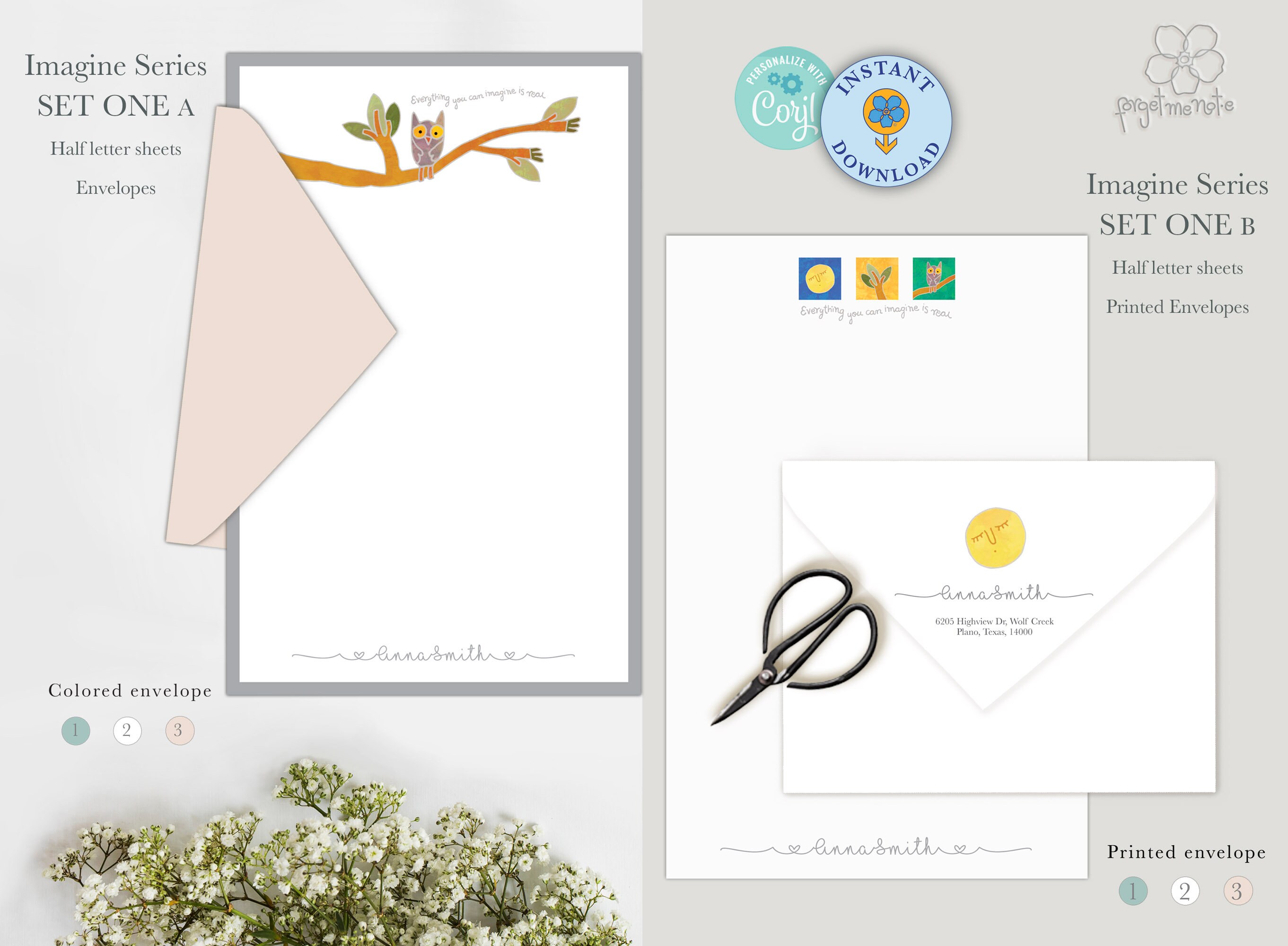 Beautiful stationery instant download printable bundle | Etsy