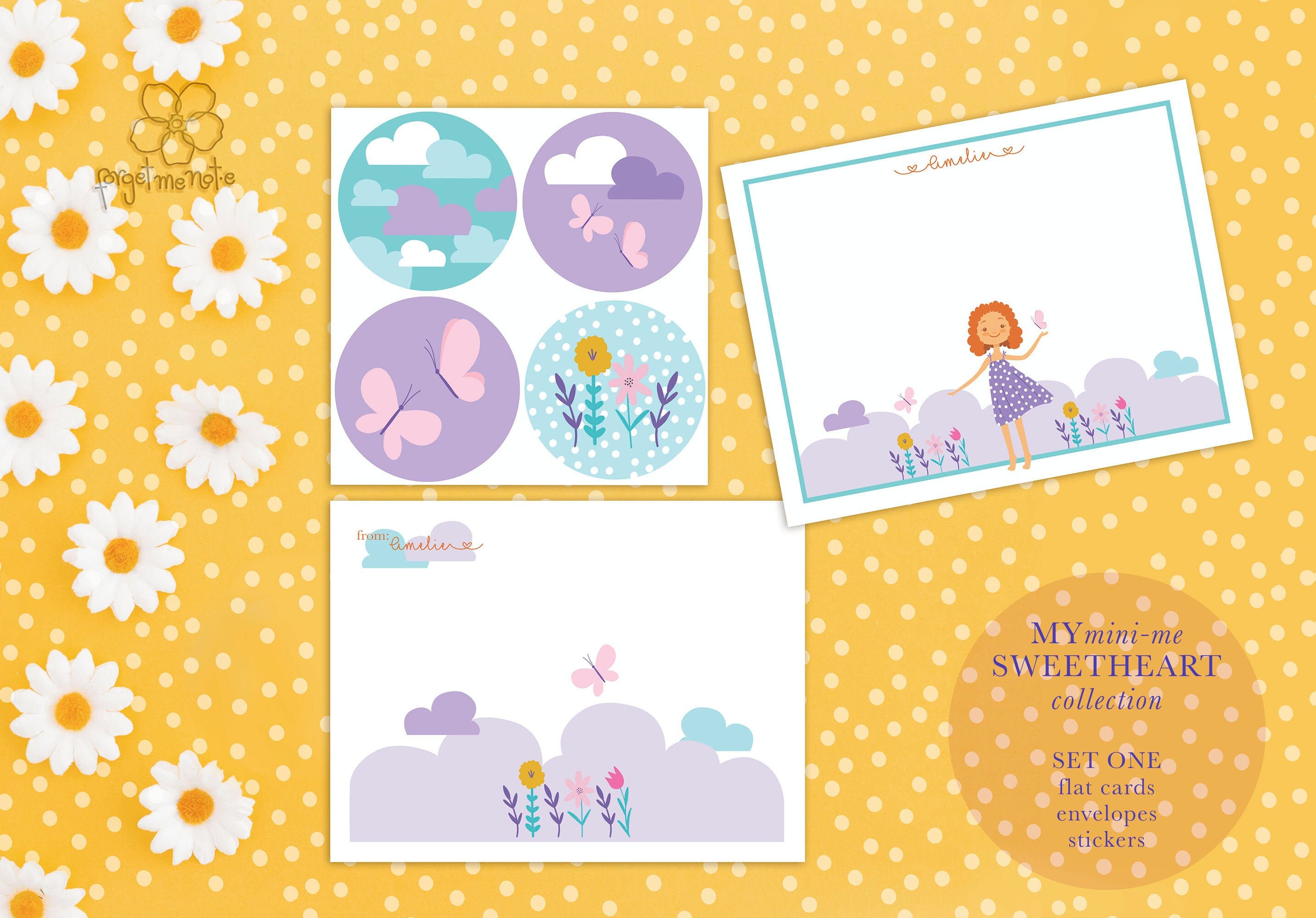 Personalized kids lined stationery Mini-me notecard sets for | Etsy