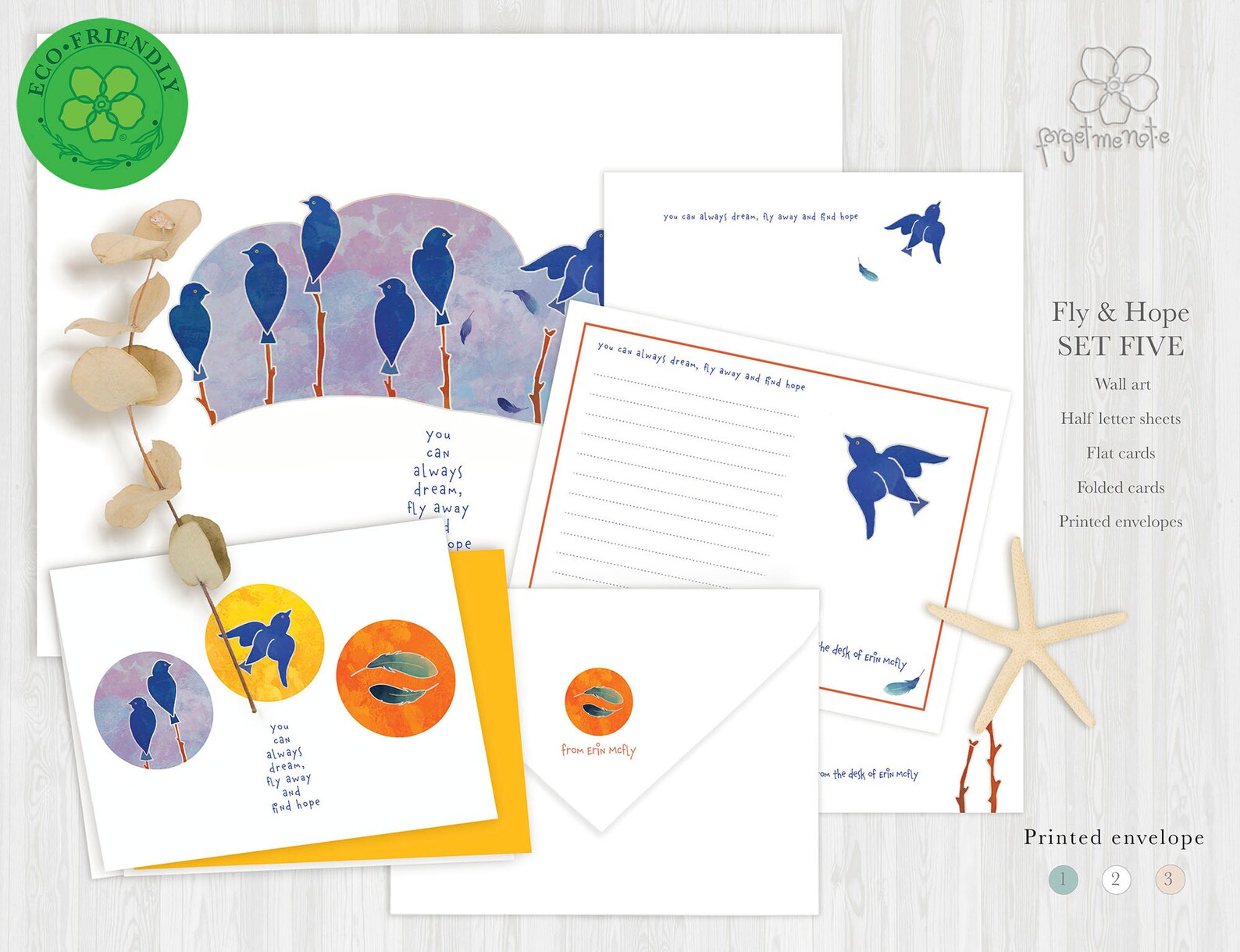 Personalized birds stationery bundle boxed notecards folded Etsy