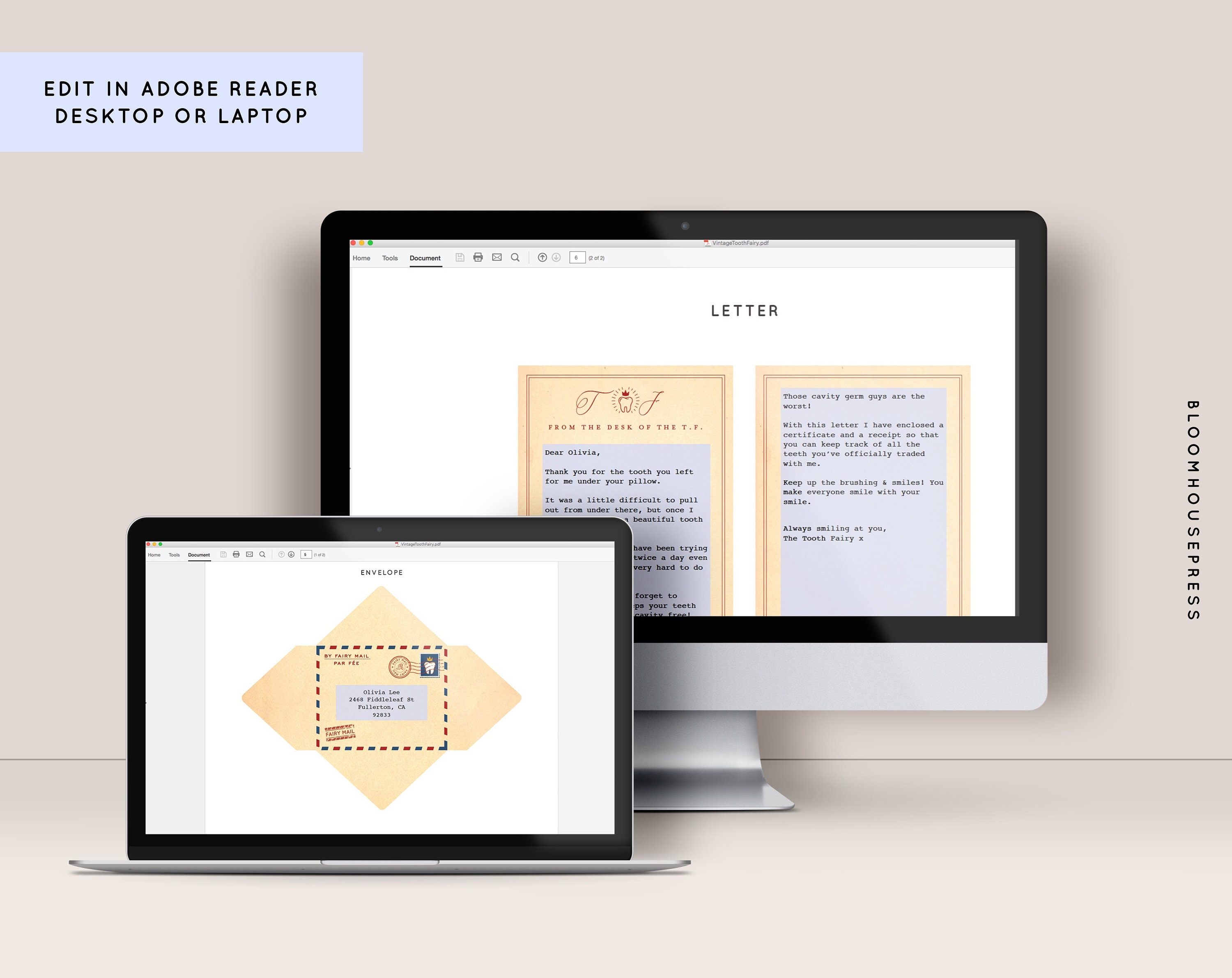 Vintage Tooth Fairy Letter Kit Bundle Mini Set Printable | Etsy