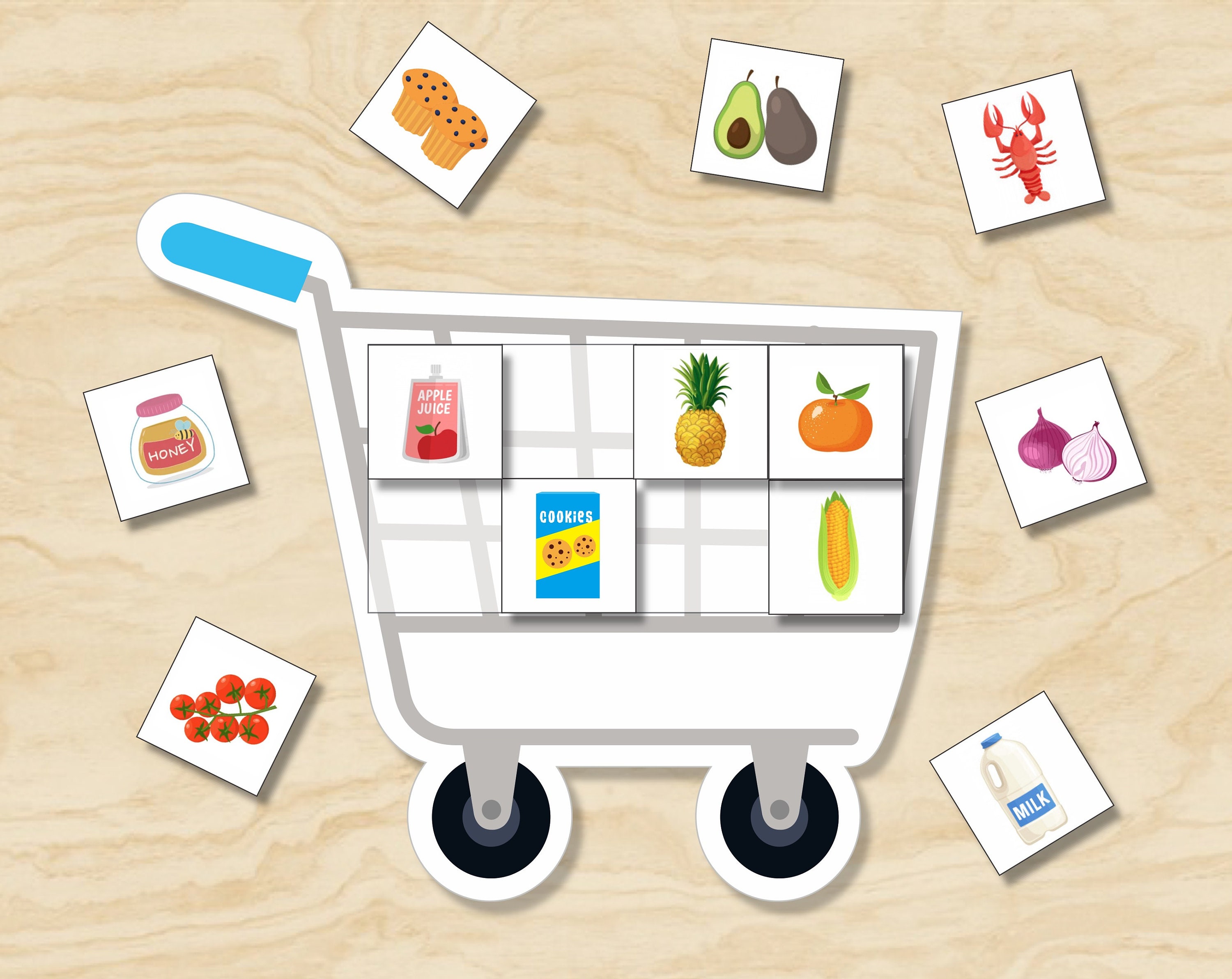 Shopping List Grocery Game Pretend Play Educational Homeschool - Etsy