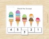 Ice Cream Scoops Counting Worksheet: Preschool Learning (PDF Printable)