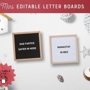 Mini placa de letras para impressão editável branco e preto mini sinais adereços acessórios personalizados kit de adereços elfo 2021