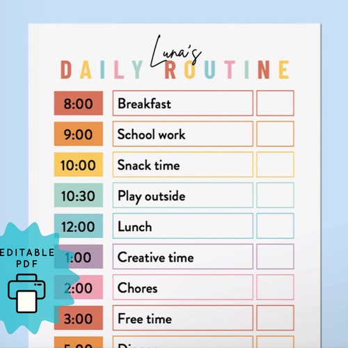 Printable Editable Daily Schedule Homeschool Daily Routine - Etsy