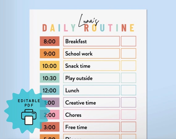 Tabella delle faccende di routine quotidiana per i bambini Elenco di  controllo delle responsabilità La mia lista delle cose da fare quotidiane  Pianificatore personalizzato Stampabile Modificabile Homeschool PDF -   Italia