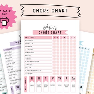 Chore Chart for Multiple Kids Toddler Editable Template Daily Routine To Do List Personalized Planner Printable Homeschool PDF