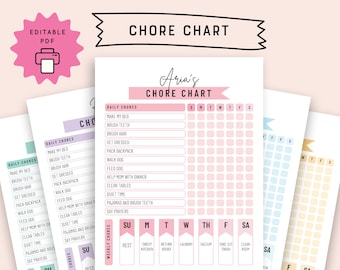 Editable Kids Chore Chart: Daily Routine Planner (PDF)