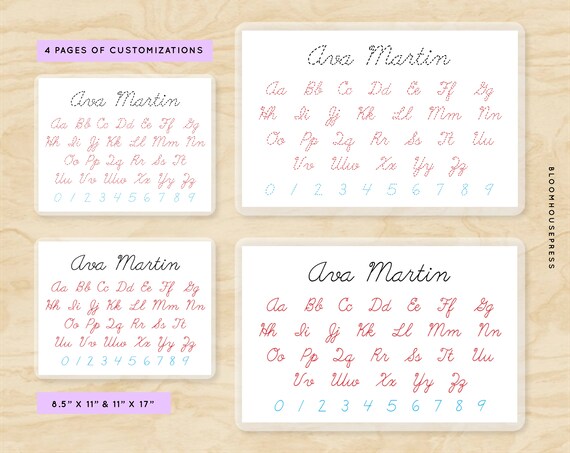 Cursive Name Writing Customized Personalized Tracing