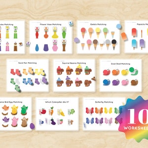 Toddler Color Matching Worksheets Flashcards Learning Binder Busy Book Educational Kindergarten Homeschool Activity Game Printable Kids PDF