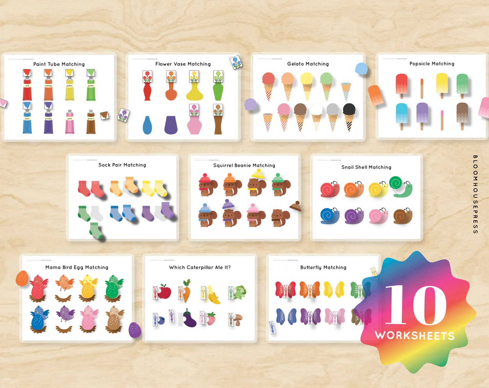 Toddler Color Matching Worksheets Flashcards Learning Binder | Etsy