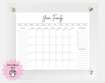 Family Calendar Chore Chart Editable Customizable Responsibility Weekly Daily Schedule Checklist Printable To Do Chores Routine