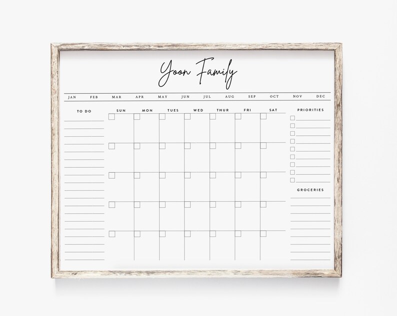 Family Calendar Chore Chart Editable Customizable Etsy