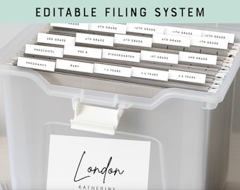 Printable hanging file folder tab template