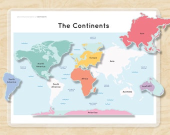 7 Continents World Map Oceans & Animals of Continents Matching Montessori Learning Busy Binder Worksheet Homeschool Activity Game Kids PDF