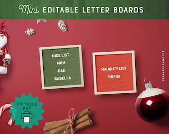 Mini Letter Board Printable Editable Red & Green Mini Signs Props Personalized Accessories Elf Prop Kit 2022