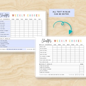Weekly Daily Chore Chart for Kids Responsibility Chart Homeschool My Responsibilities Personalized Planner Printable Editable PDF image 3