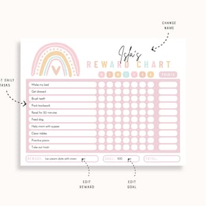 Reward Chart Multiple Kids Editable Printable Boho Rainbow Chore Chart ...