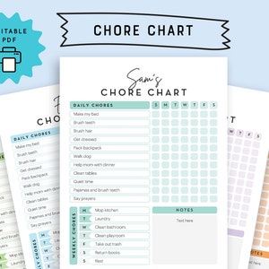 Takenschema voor meerdere kinderen Bewerkbare sjabloon peuter Dagelijkse routine takenlijst Gepersonaliseerde planner Afdrukbare thuisschool-pdf