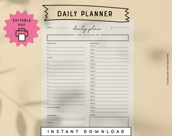 Daily Planner To Do List Family Schedule Personal Life Productivity Planner Everyday Planner Printable Digital Simple Editable PDF