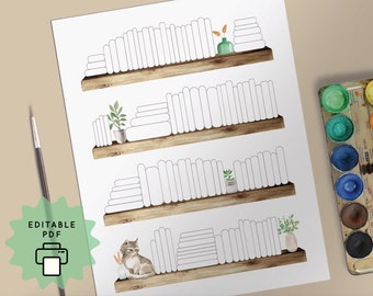 100 Books Reading Tracker: Bookshelf Printable (Editable PDF)