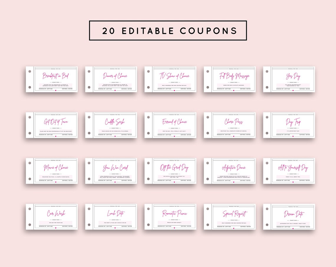 Editable Little Coupon Book Love Coupons Birthday Anniversary Etsy