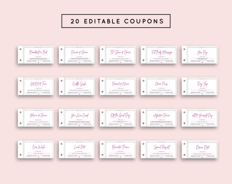 Editable Little Coupon Book Love Coupons Birthday Anniversary Etsy