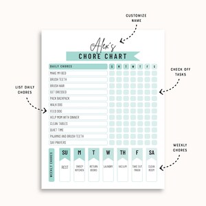 Chore Chart for Multiple Kids Toddler Editable Template Daily Routine ...